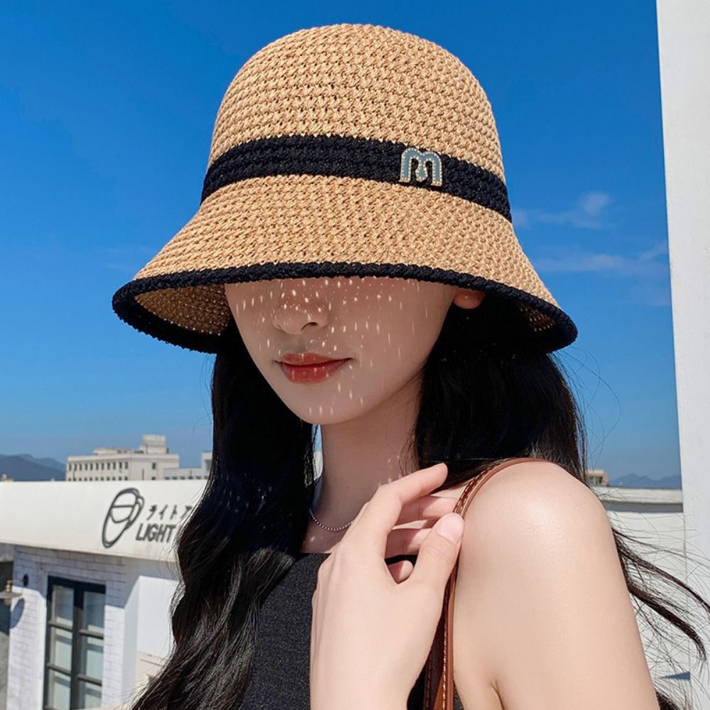 Bucket Hat Straw - أنيقة القوس صياد قبعة طوي واسعة