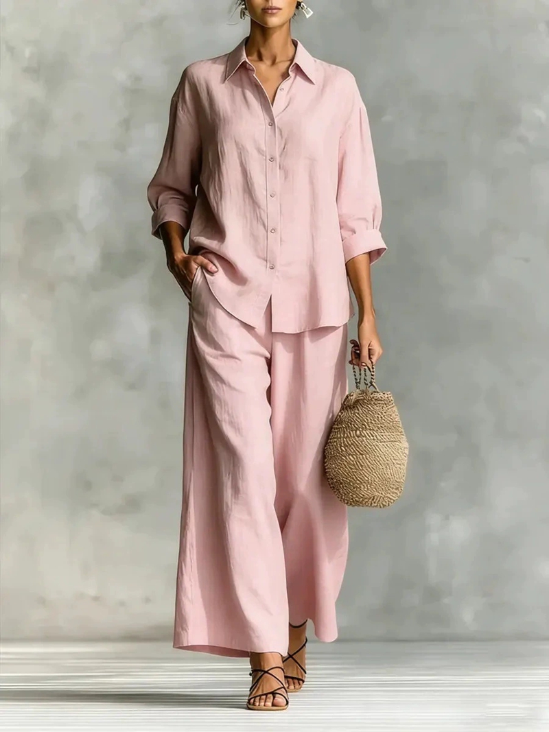 طقم نسائي جديد مكون من قميص بأ - مراجعة Linen Shirt Breathable وسعره