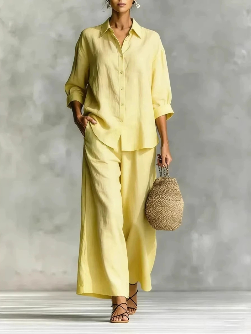 طقم نسائي جديد مكون من قميص بأ - مراجعة Linen Shirt Breathable وسعره
